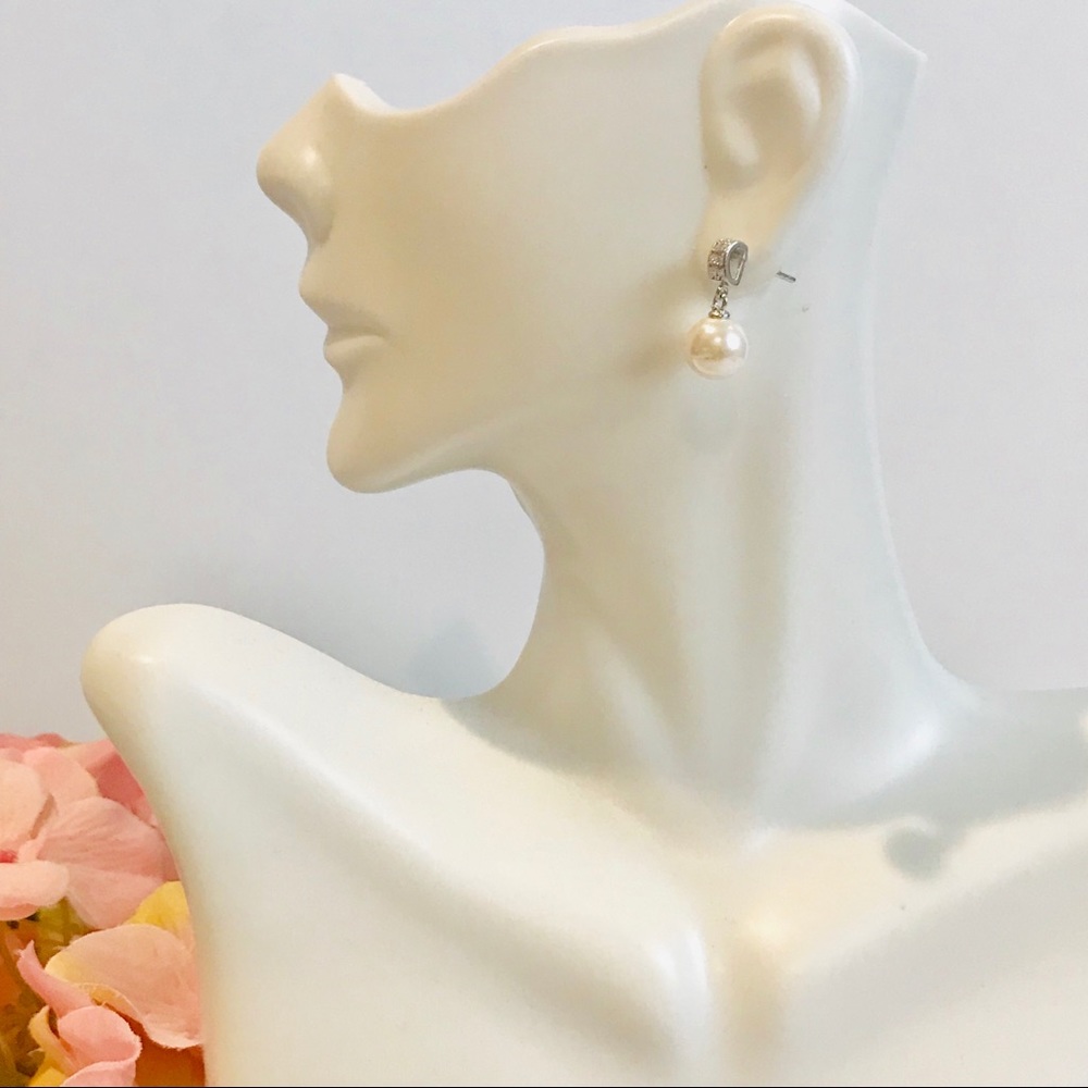 Sterling Silver Pearl Drop Earrings - Picture 8 of 8